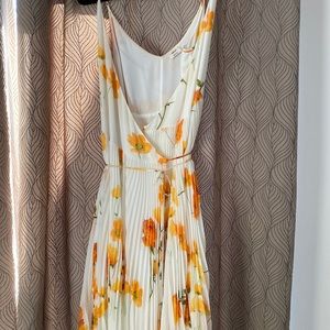 Aritzia (Wilfred) mid length pleated dress with orange flower